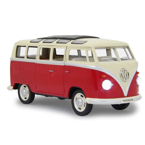 VW T1 Bus Diecast 1:24 rot mit LED Sound und Rckzugmotor