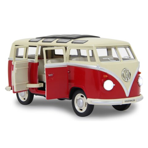 VW T1 Bus Diecast 1:24 rot mit LED Sound und Rckzugmotor