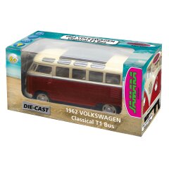 VW T1 Bus Diecast 1:24 rojo con LED sonido y Pullback Motor