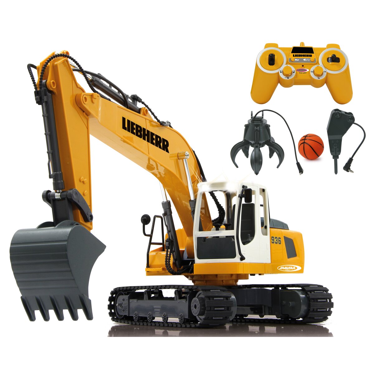 Jamara Excavator Liebherr R936 1:20 2,4GHz Destruction-Set with Grab and Hammer 