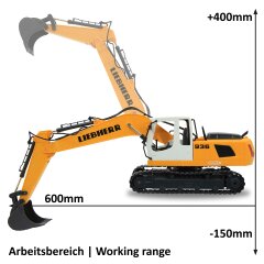 Excavadora Liebherr R936 1:20 2,4GHz Destruction-Set con pinza y martillo de demolición