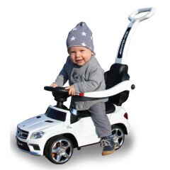 Cavalcabile Mercedes-Benz AMG GL63 bianco 2in1 con barra di spinta