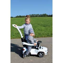 Cavalcabile Mercedes-Benz AMG GL63 bianco 2in1 con barra di spinta