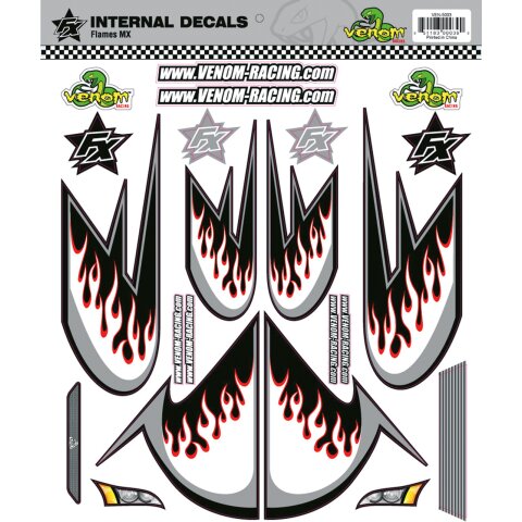 Autocollants HOT ROD FLAMES noir Venom Racing Internal Graphics