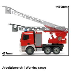 Mercedes-Benz Antos Echelle de pompiers tournant 1:20 2,4GHz Fonction projection