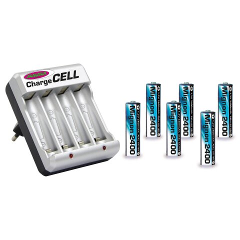 Ladegert Charge Cell inkl. VE6 AA 1,2V 2400mAh im Blister