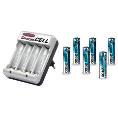Caricatore Charge Cell incl. 6pz. AA 1,2V 2400mAh in Blister