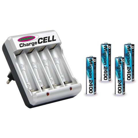Ladegert Charge Cell inkl. VE4 AA 1,2V 2400mAh im Blister