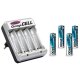 Cargador Charge Cell inc. 4pz. AA 1,2V im Blister incl. 4xAA 2400mAh