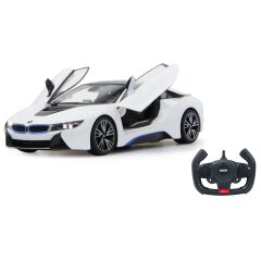 BMW I8 1:14 blanc 2,4GHz porte radiocommand&eacute;