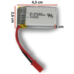 Akku JQC Lipo 3,7V 650mAh 2,41Wh